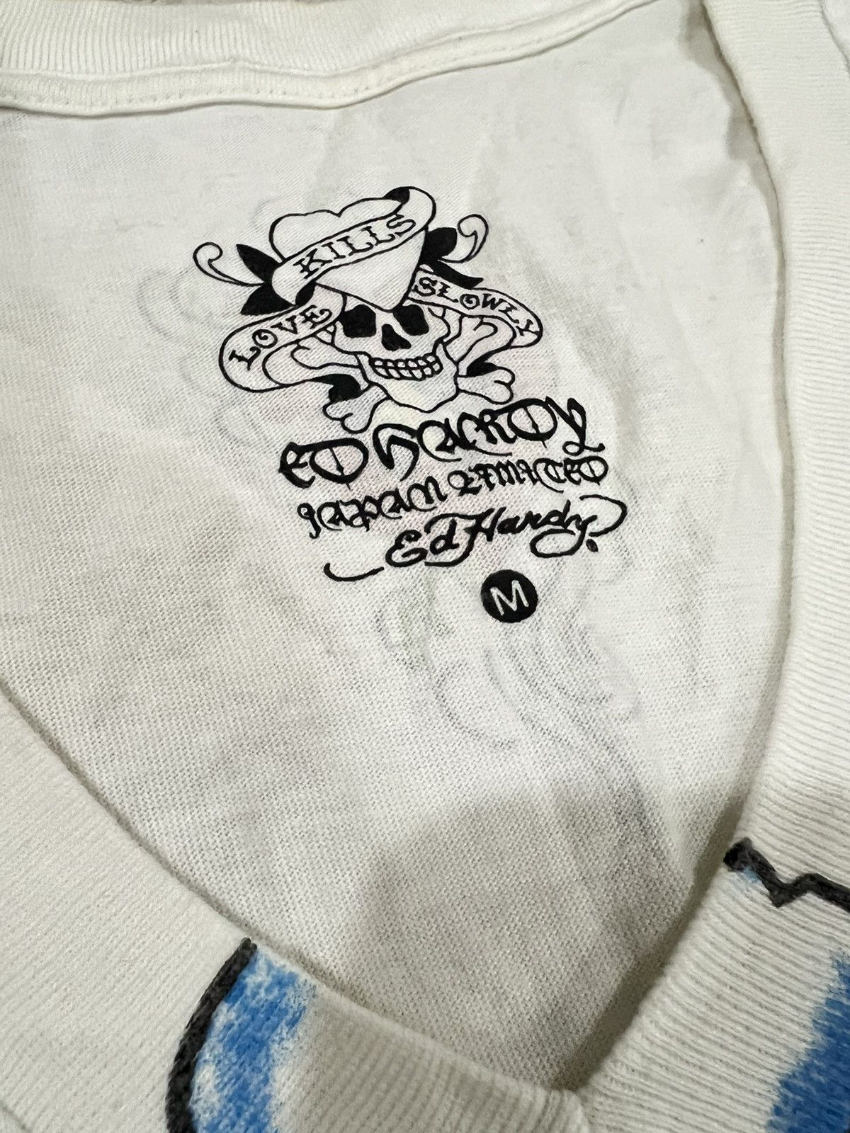 Christian Audigier × Ed Hardy Y2K Ed Hardy 🇯🇵 Ltd Swallow Graphic Swarovski V Neck Shirt Size M / US 6-8 / IT 42-44 - 6 Thumbnail