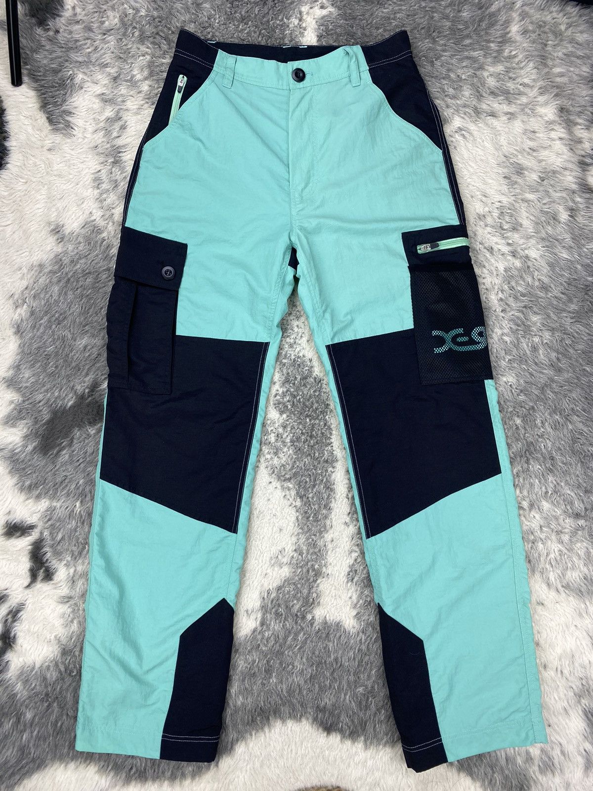 Beauty Beast × Japanese Brand Japanese Brand “X-GIRL” Cargo Patchwork Turqoise/Black Pant Size US 29 - 2 Thumbnail
