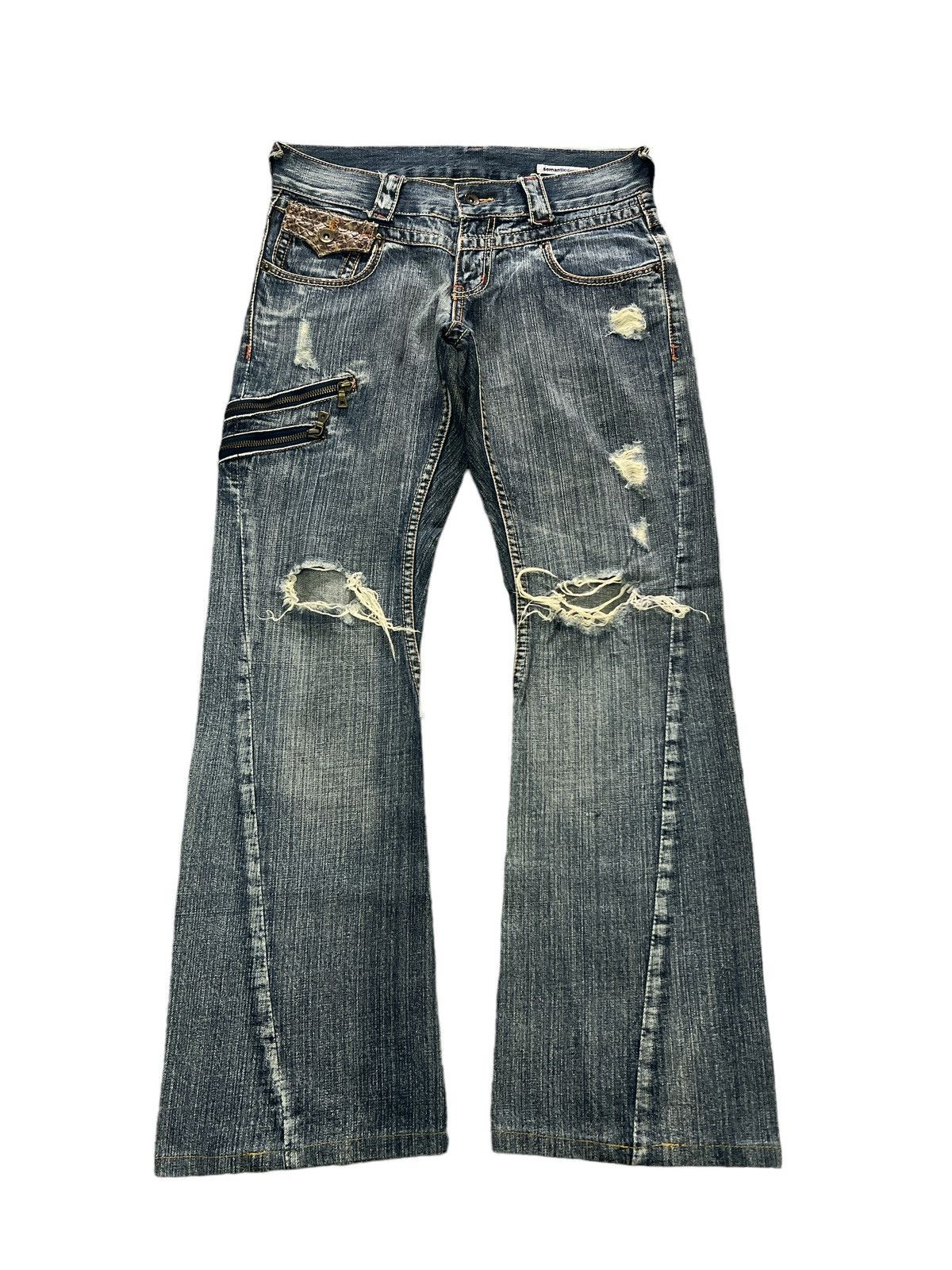 00s archive semanticdesign flare jeans semantic design destroy