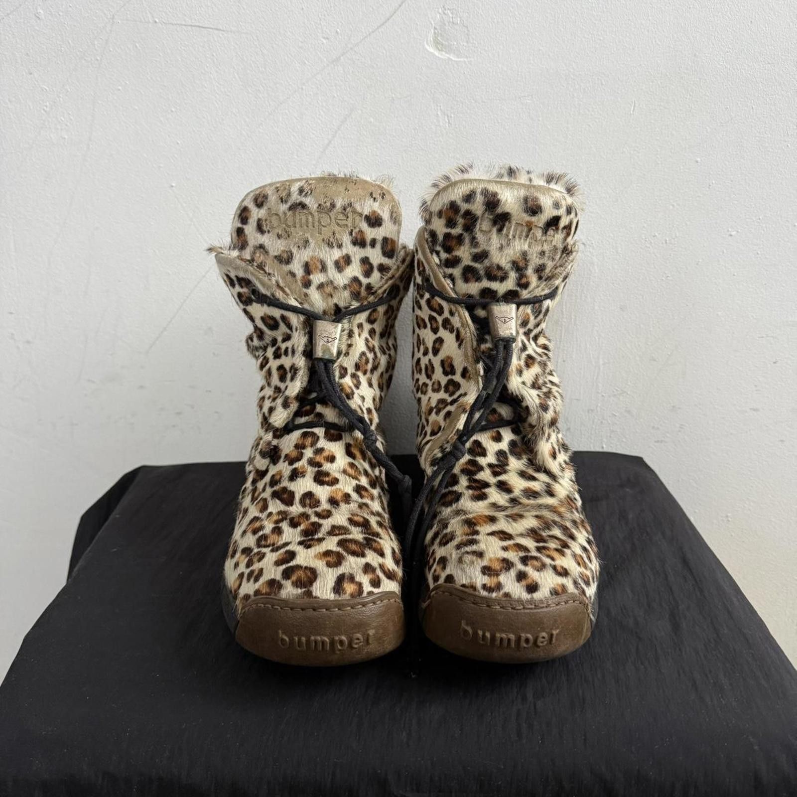 Other Vintage Bumper Italy Leopard Print Pony Fur Mid Boots Size US 5 / IT 35 - 2 Thumbnail