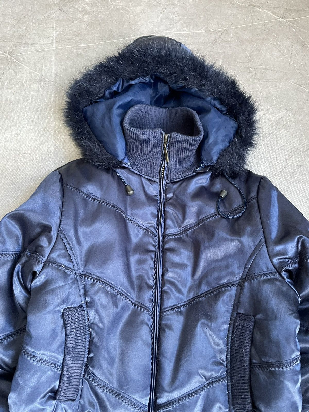Le Grande Bleu (L.G.B.) Hype rick owens style fur hood bomber jacket archive 2000s Size US S / EU 44-46 / 1 - 5 Thumbnail