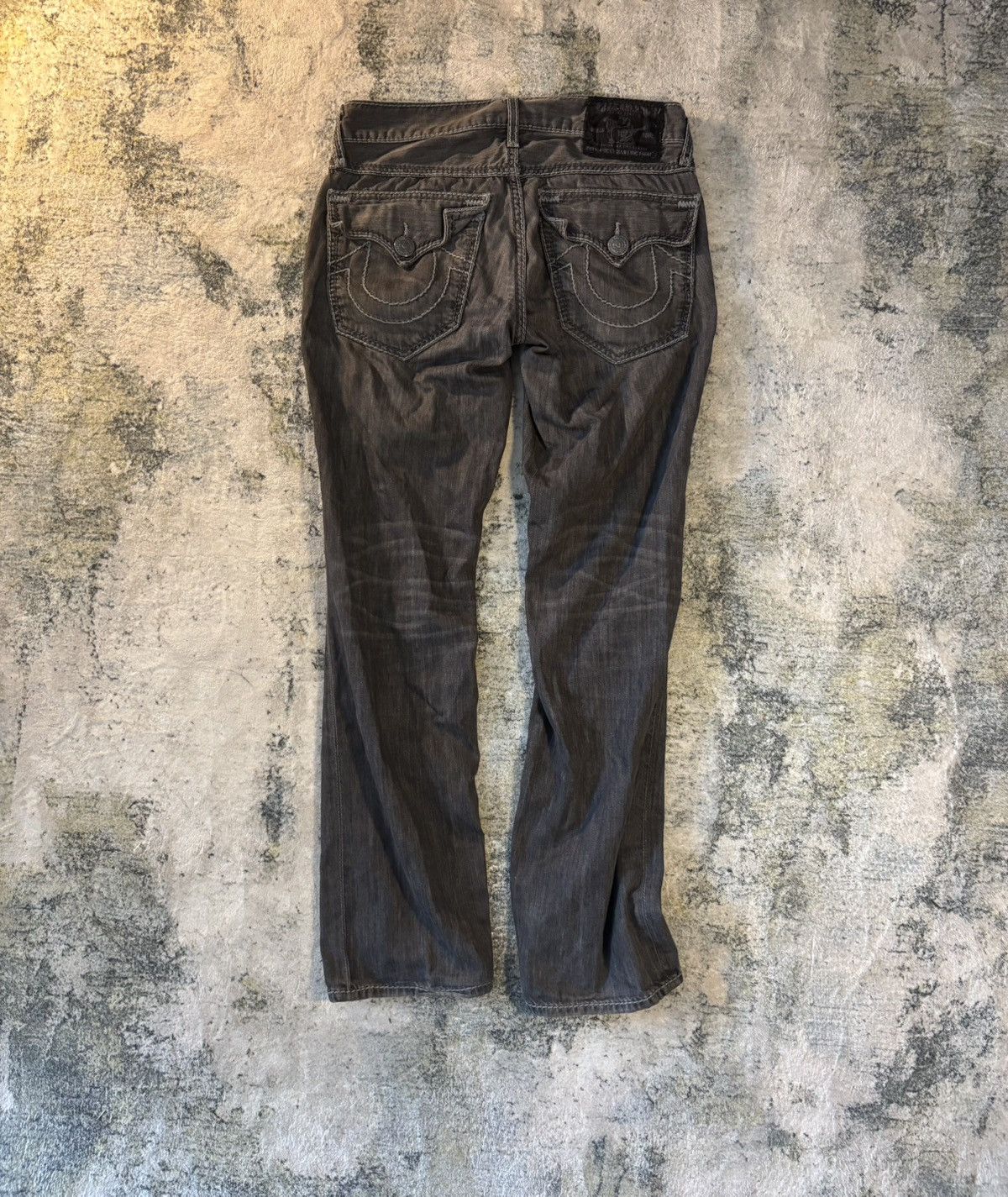 True Religion TRUE RELIGION JEANS - GREY, BLACK STITCHING - POCKET FLAPS Size US 30 / EU 46 - 1 Thumbnail