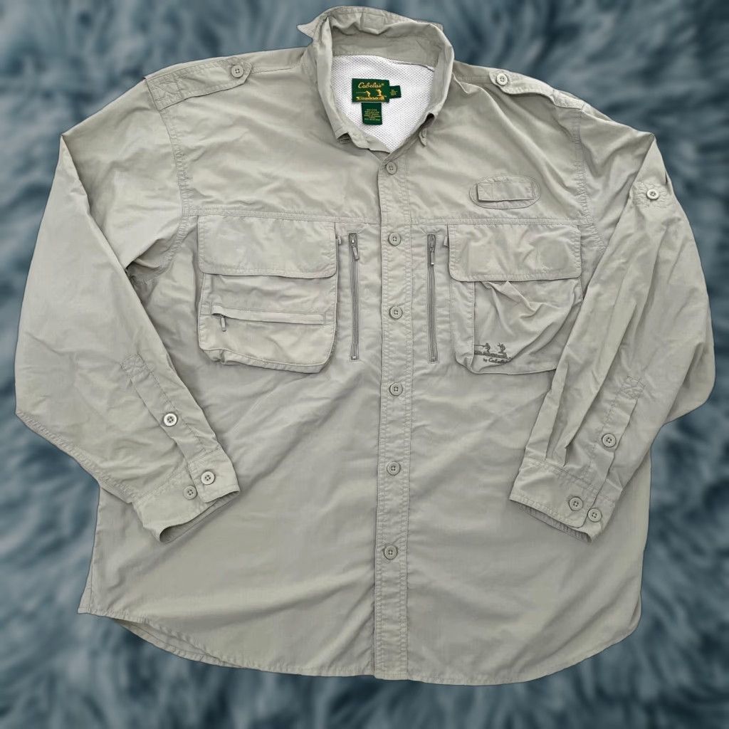 Vintage Vintage Cabela's Long Sleeve Button-Up Shirt Men XL Beige Nylon Casual Outdoor Fish Guidewear Size US XL / EU 56 / 4 - 1 Thumbnail