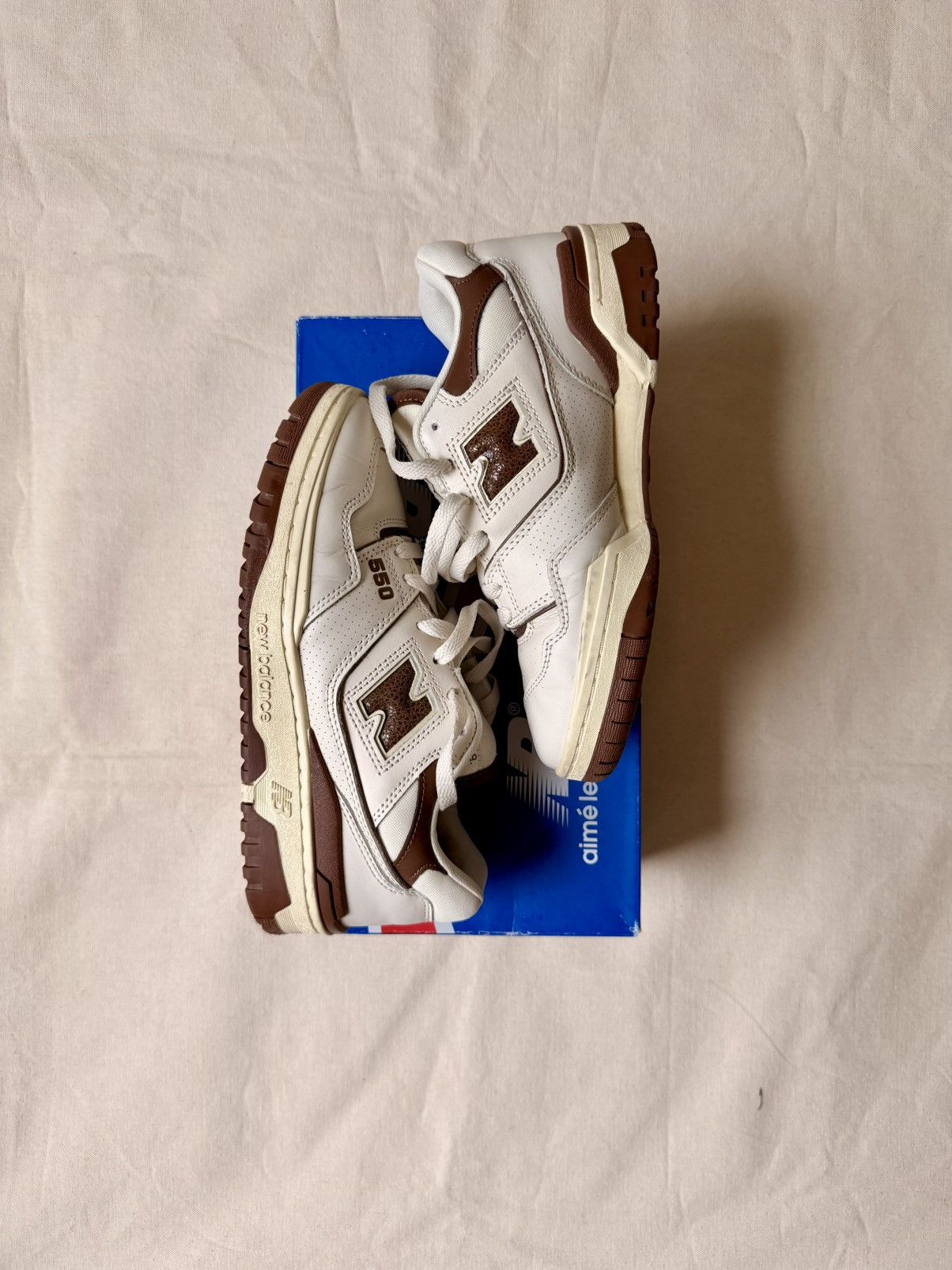 Aime Leon Dore × New Balance Aime Leon Dore x New Balance - White/Brown 550 - 6M Size US 6 / EU 39 - 2 Thumbnail