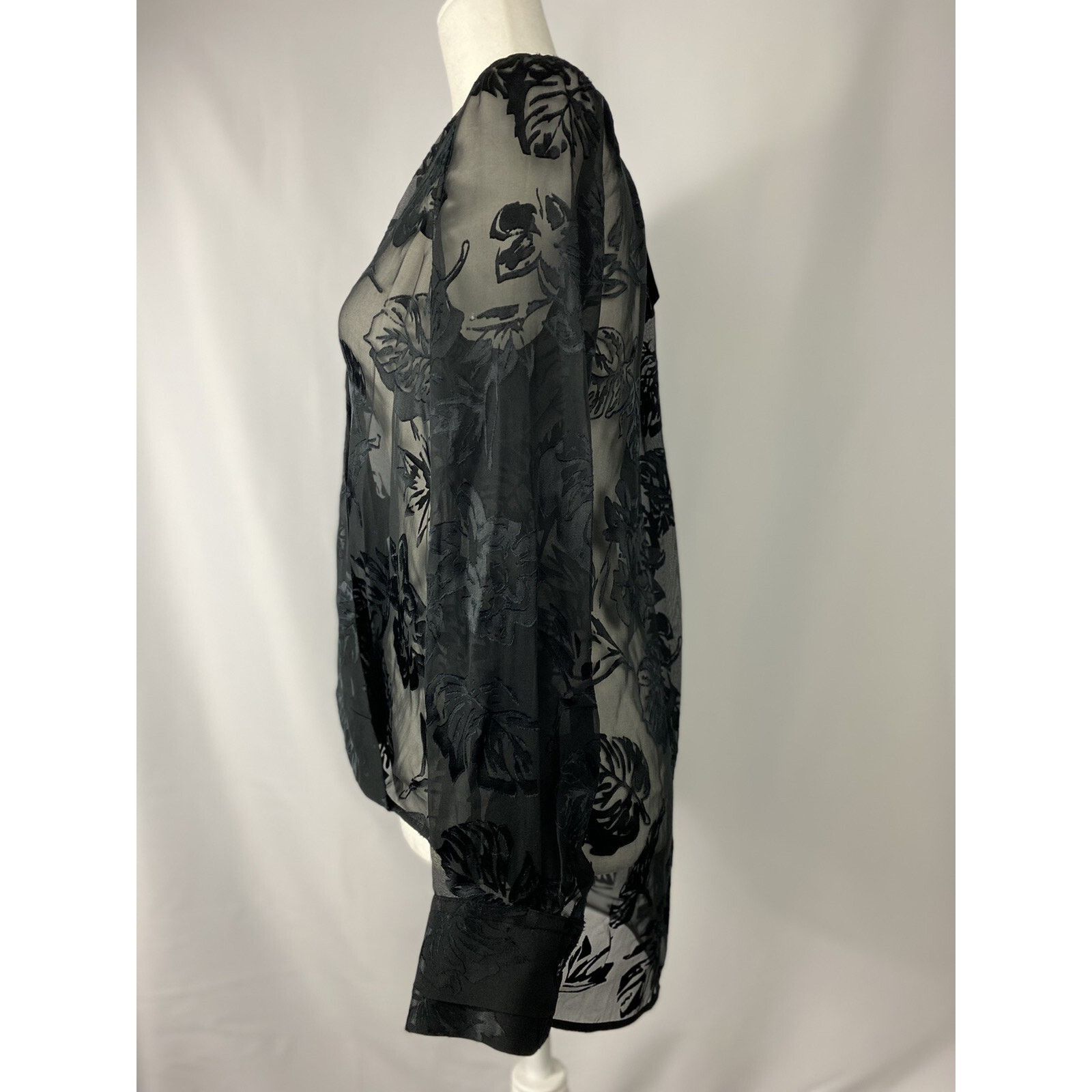 Rag & Bone Rag & Bone Black Victor Blouse Size S Flower Leaves A003006 Size S / US 4 / IT 40 - 4 Thumbnail