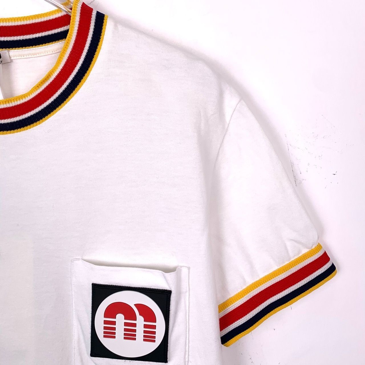 Miu Miu Miu Miu White Cotton Short Sleeve T-Shirt With Striped Trim Size M / US 6-8 / IT 42-44 - 7 Thumbnail
