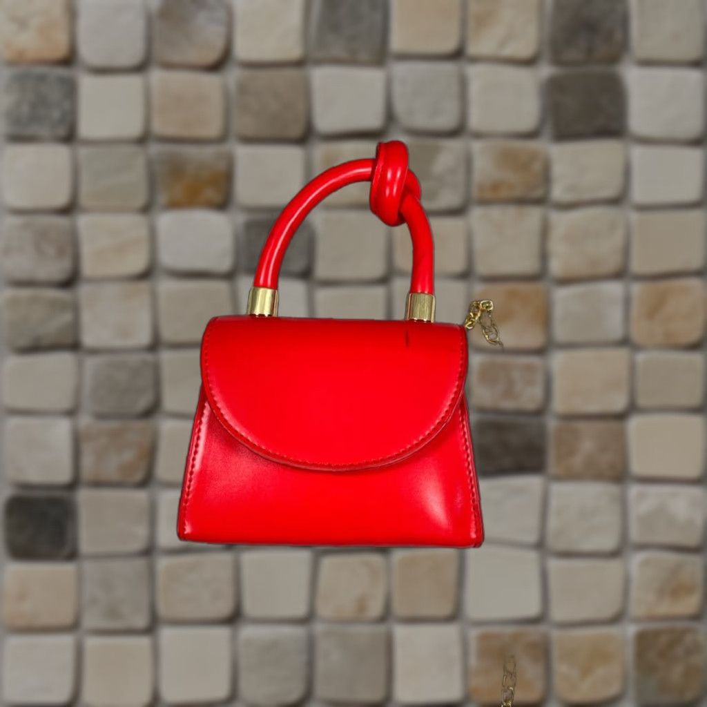 Anthropologie VINTAGE Anthropologie Knot-Handle Crossbody Bag Womens Mini Red Leather Detachable Strap Size ONE SIZE - 1 Thumbnail