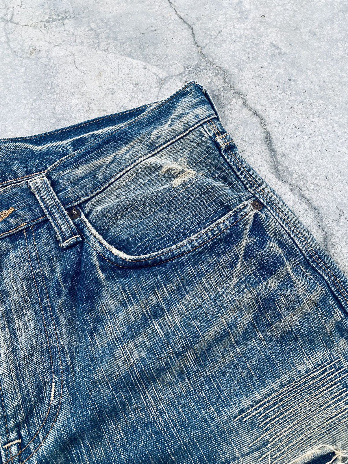 Vintage Edwin Xu Flare Distressed Denim Pants