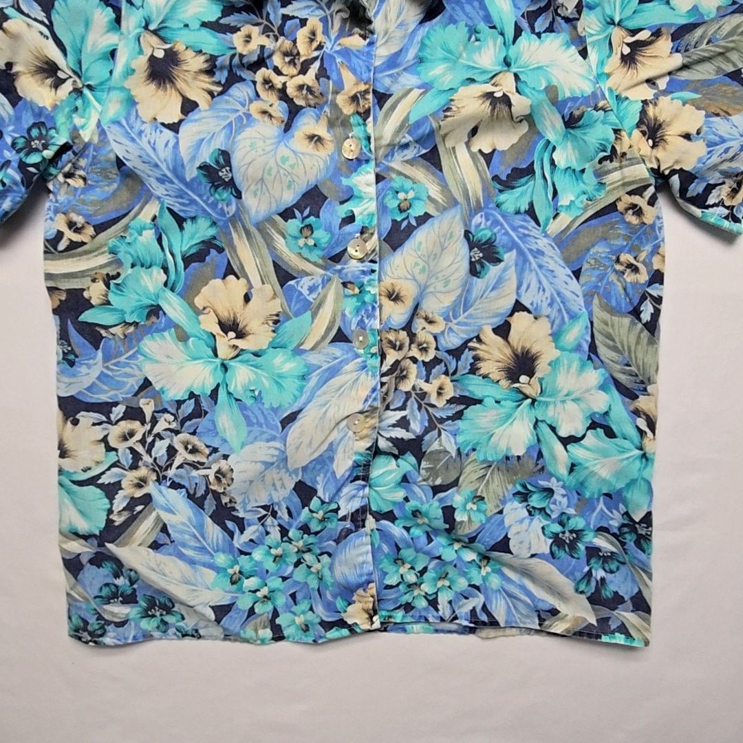 Vintage Vintage Bobbie Brooks Hawaiian Shirt Floral Print Blue L Size L / US 10 / IT 46 - 2 Thumbnail