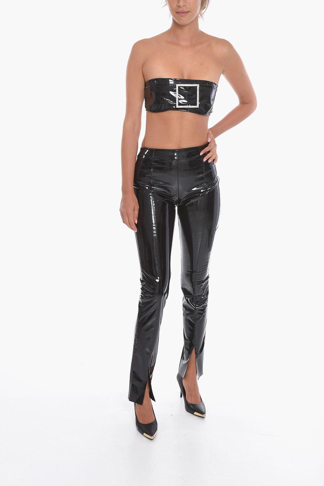 Philipp Plein og1mm0824 Crop Top With Back Zip in Black Size M / US 6-8 / IT 42-44 - 4 Thumbnail