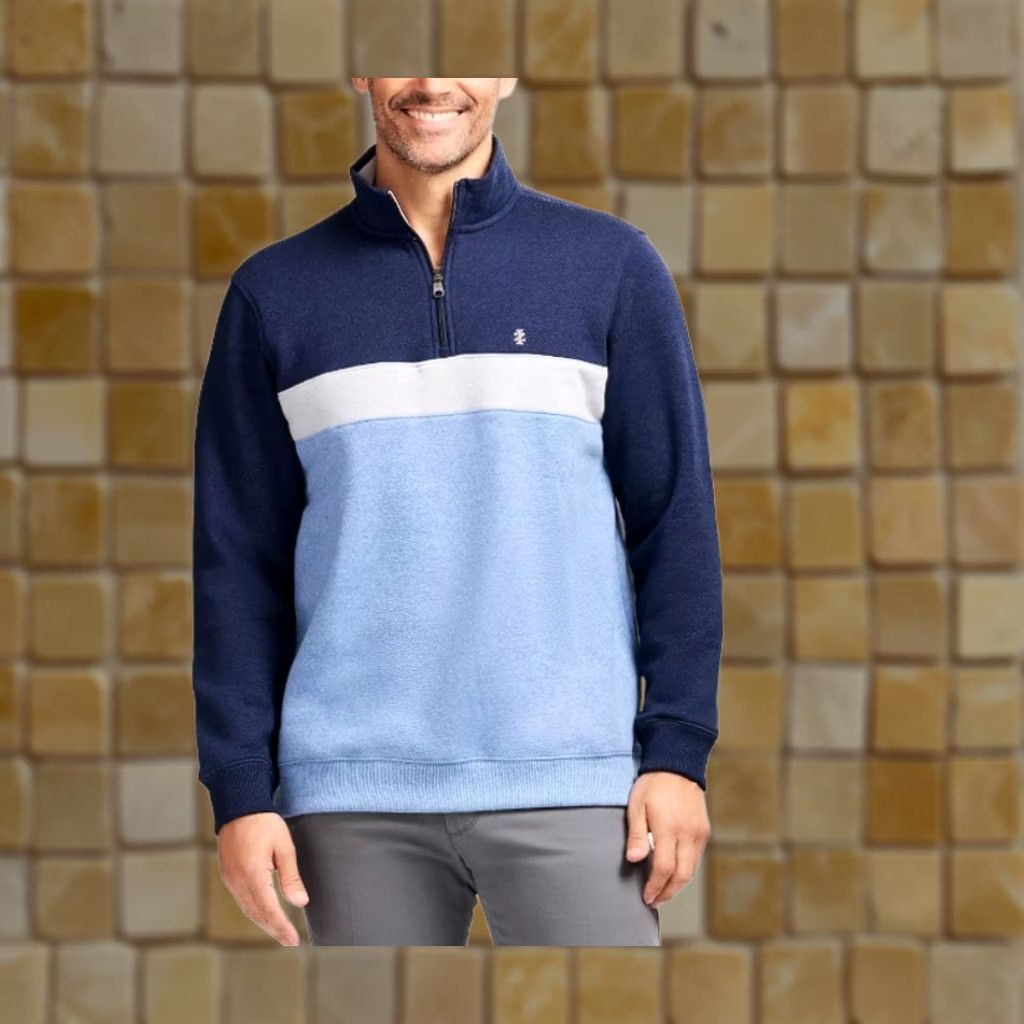 Izod NEW IZOD Advantage Performance Quarter Zip Fleece Pullover BLUE L Mens Shirt Size US L / EU 52-54 / 3 - 1 Preview