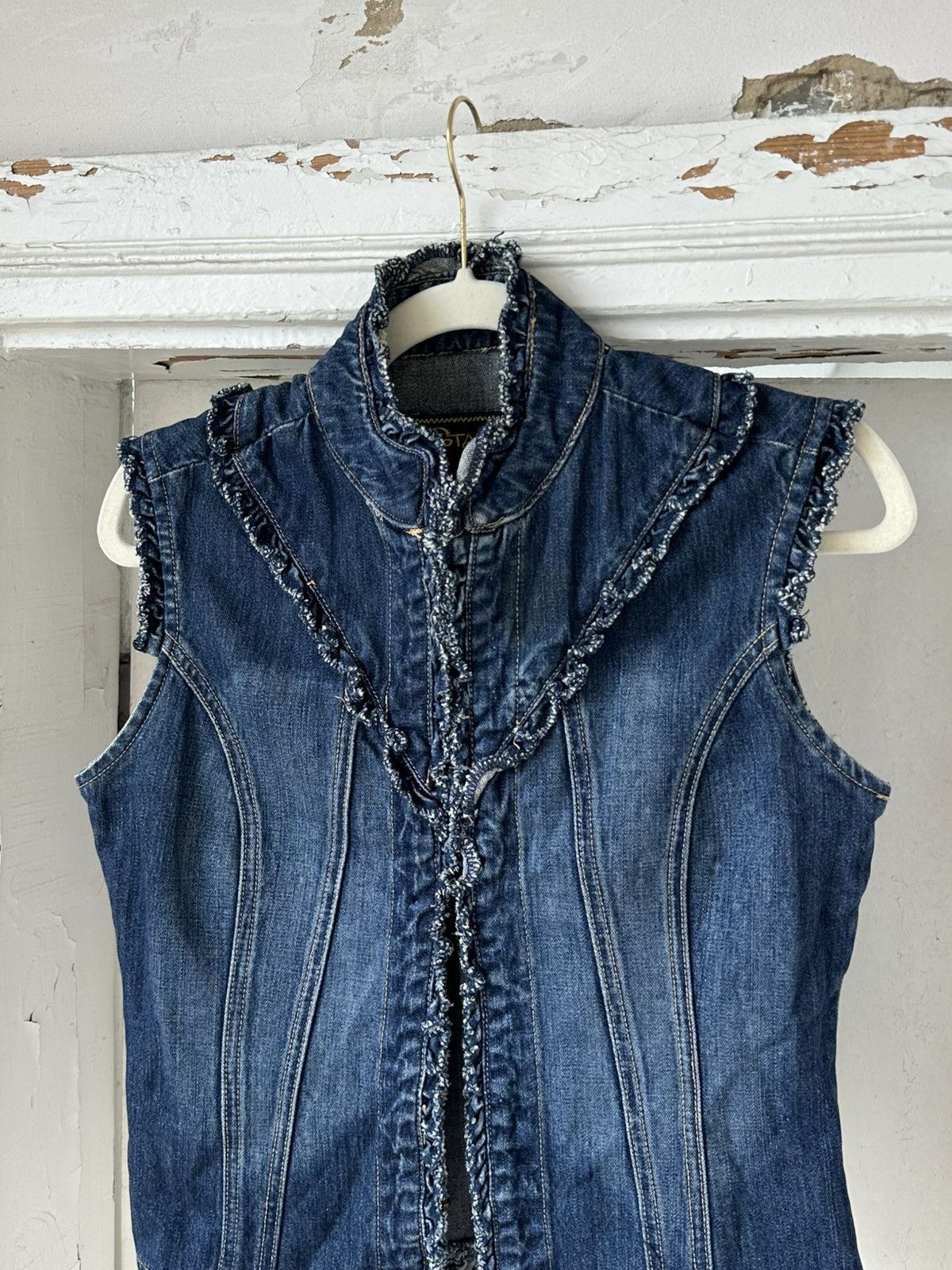 If Six Was Nine Vintage Denim Blue Distressed Vest Size S / US 4 / IT 40 - 2 Thumbnail