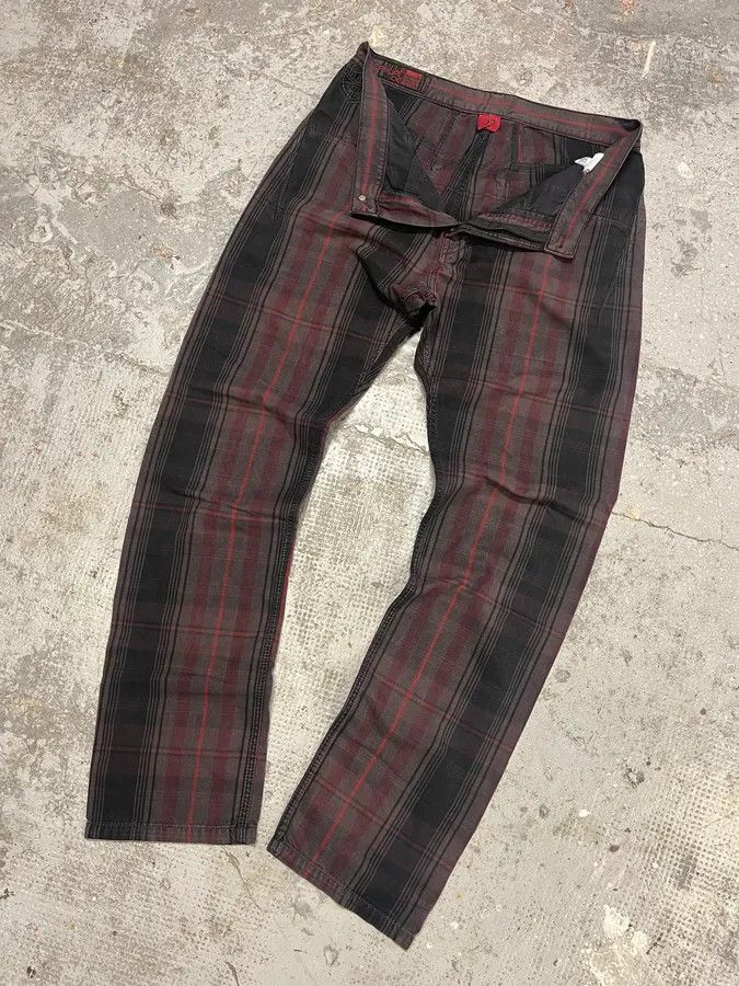 Marithe + Francois Girbaud × Vintage 2000s Marithé + François Girbaud Tartan Effect Striped Pants Size US 32 / EU 48 - 6 Thumbnail