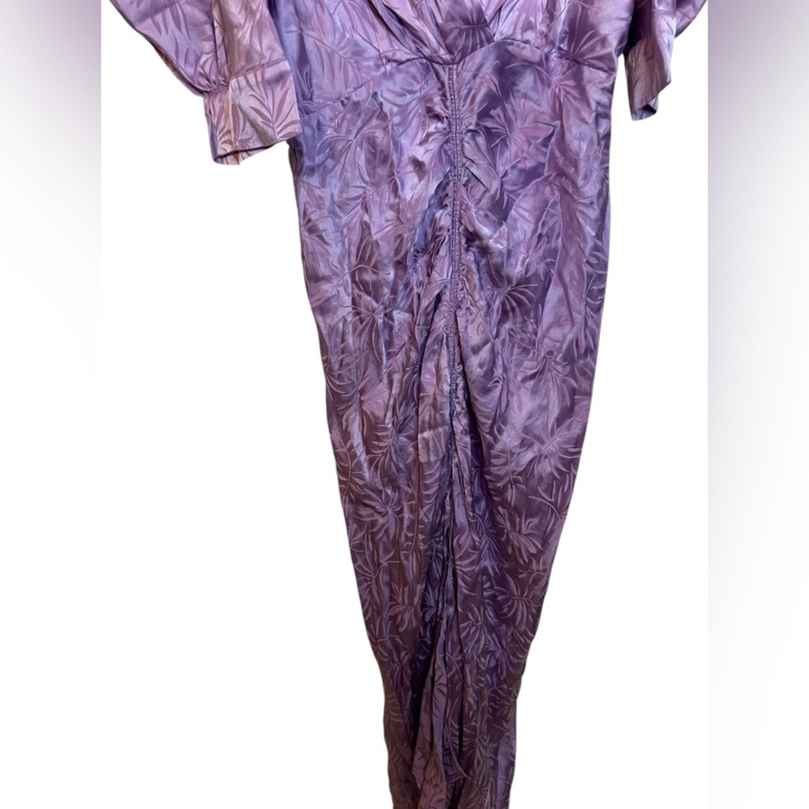 Ronny Kobo Ronny Kobo Ariana Satin Ruched Puff Sleeve Midi Dress Size M / US 6-8 / IT 42-44 - 3 Thumbnail