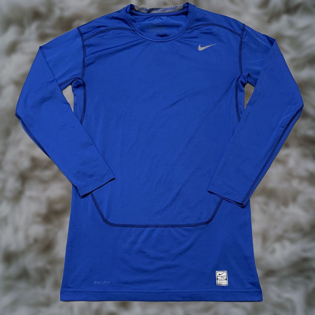 Nike Nike Shirt Mens XXL Blue Pro Combat Dri-Fit Compression Long Sleeve Training 2XL Size US XXL / EU 58 / 5 - 1 Thumbnail