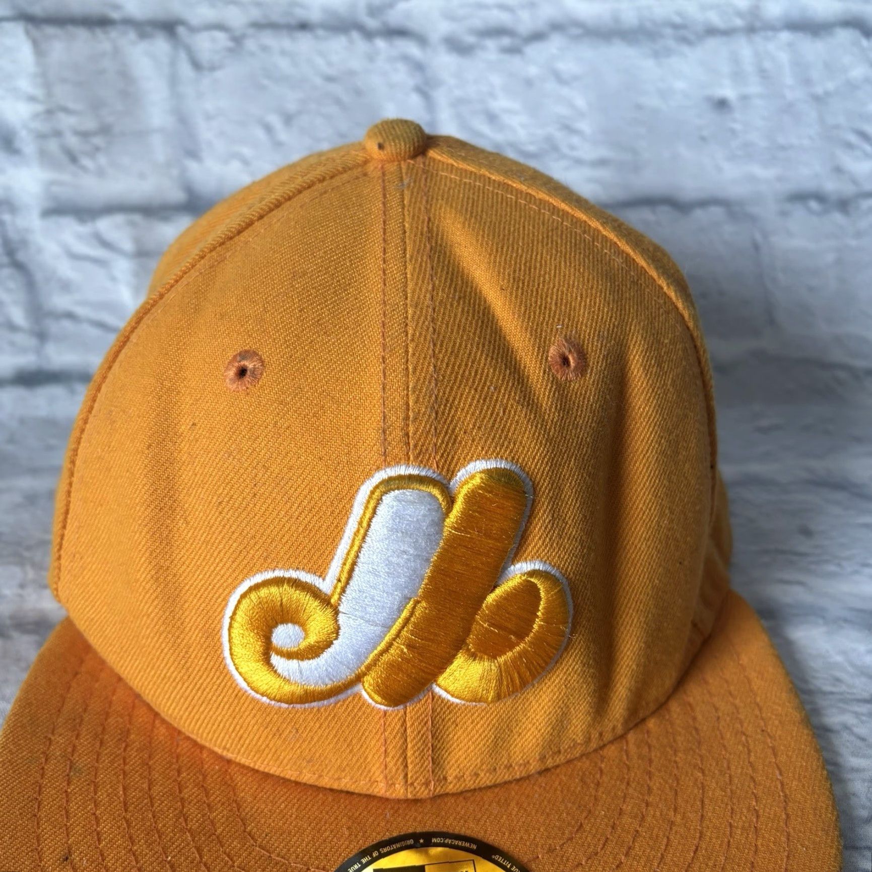 New Era Montreal Expos Hat 59Fifty New Era Fitted Cap Orange Yellow Size 7 1/2 Baseball Cap Men Vintage: No Size ONE SIZE - 2 Thumbnail