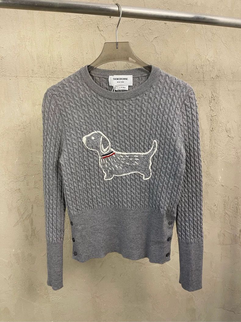 Thom Browne Thom browne Gray embroidered puppy show round-neck sweater Size S / US 4 / IT 40 - 2 Thumbnail