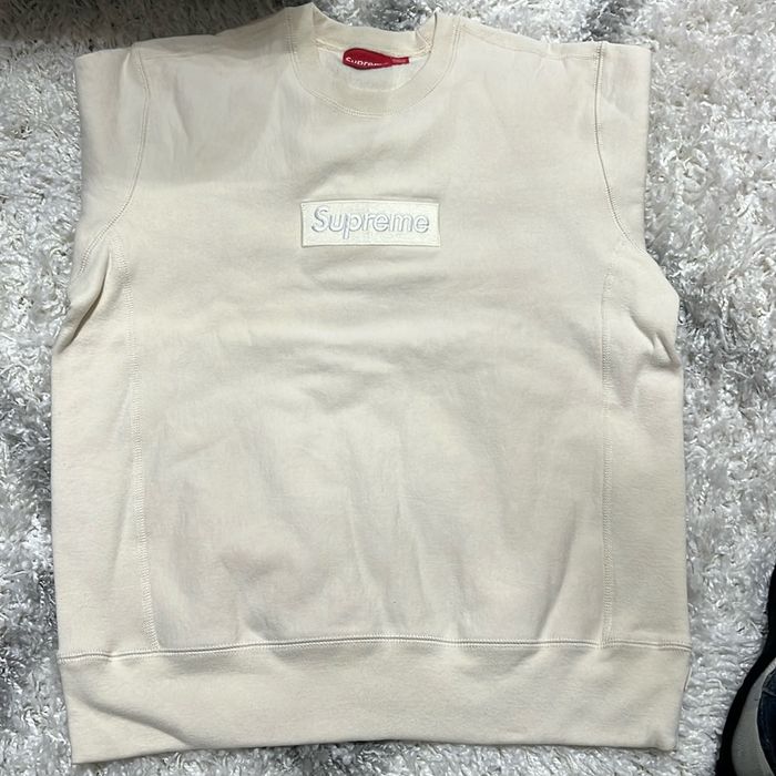 Supreme Supreme Box Logo Crewneck Natural FW 18 Medium | Grailed