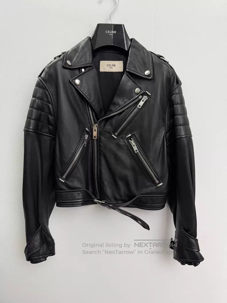 Celine CELINE Lamb Leather Biker Jacket i Size XXS / US 00 / IT 34 - 1 Thumbnail