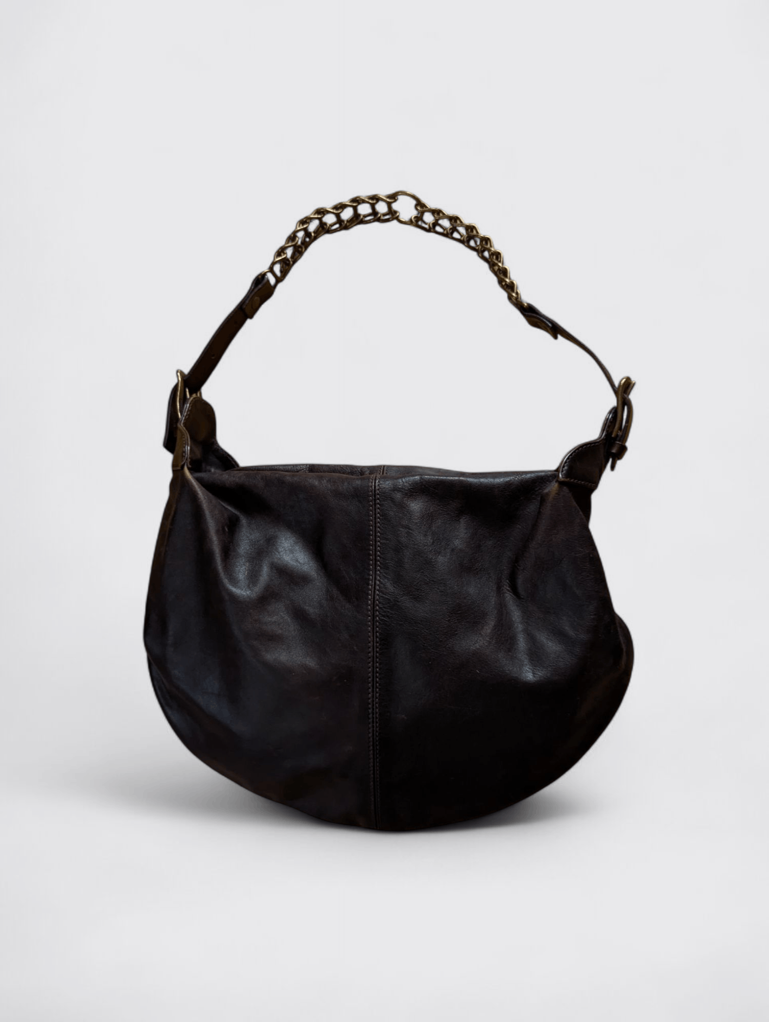 Fendissime Brown Leather Vintage Hobo Shoulder Bag