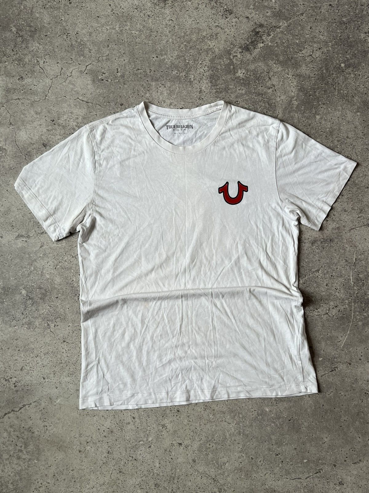 True Religion × Vintage Vintage 90s True Religion Sun Faded T-shirt Size US M / EU 48-50 / 2 - 3 Thumbnail