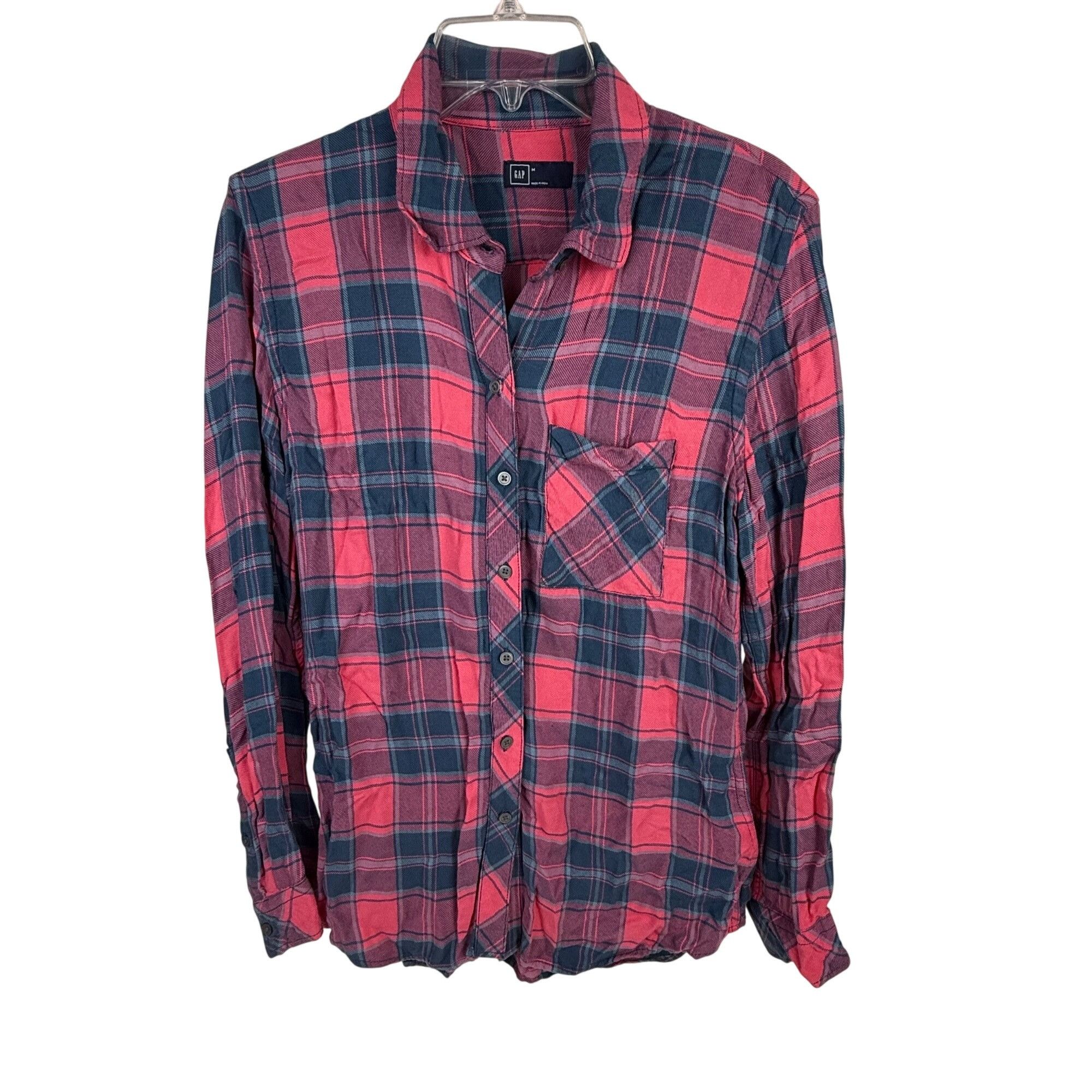 Gap Gap Women's Soft Button-Down Long-Sleeve Shirt Pink & Blue P Size M / US 6-8 / IT 42-44 - 1 Thumbnail