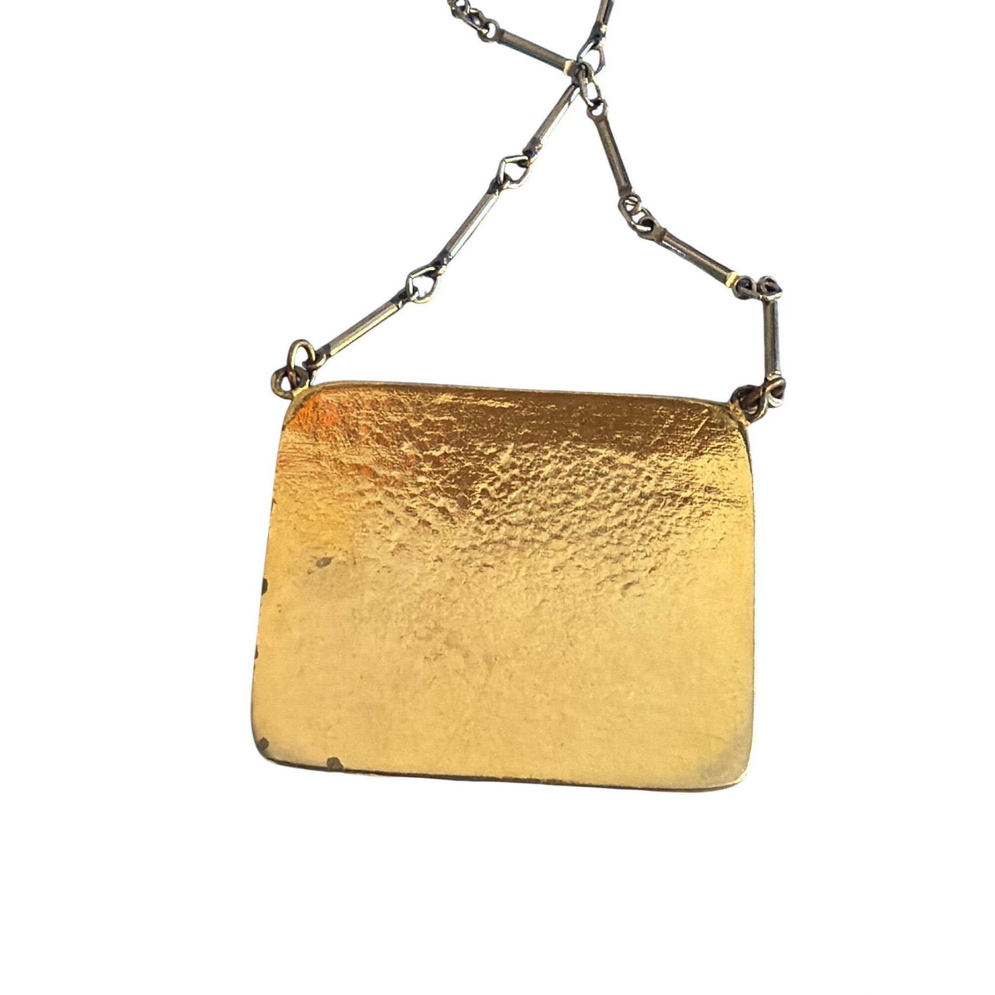 Other Vtg Silver Tone Bar Chain Necklace Gold Tone Enamel Pendant Size ONE SIZE - 5 Thumbnail