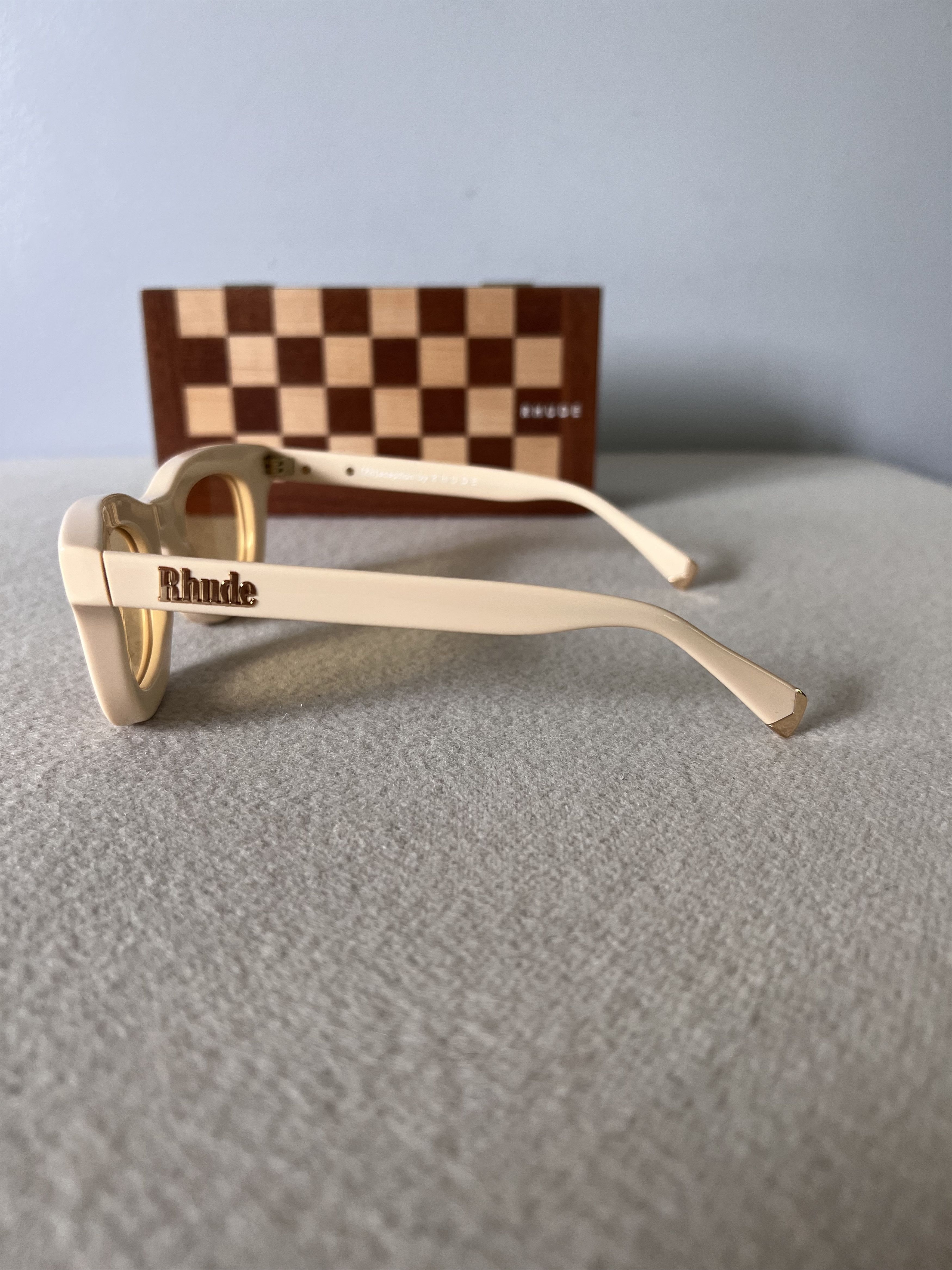 Rhude Rhude New Rhodeo Sunglasses in White with Yellow Lens Size ONE SIZE - 3 Thumbnail