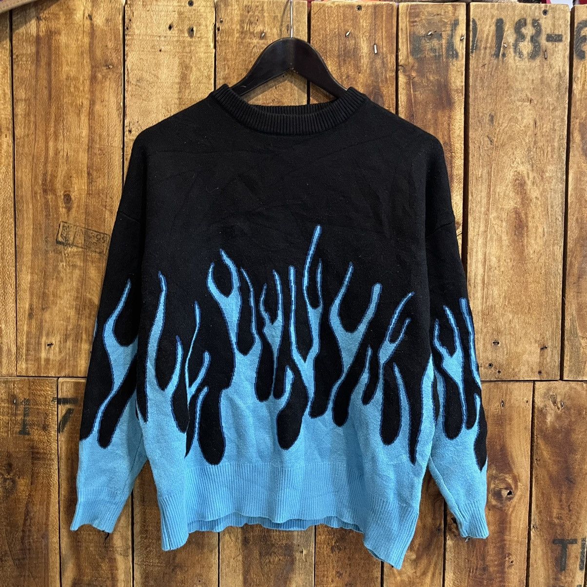Y2K Blue flames knitwear