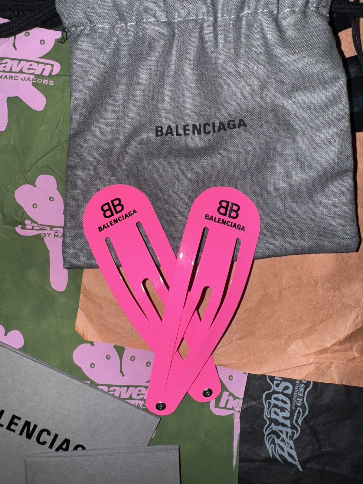 Balenciaga Balenciaga HOLLI XXL SNAP CLIP SET IN FLUO PINK Size ONE SIZE - 5 Thumbnail