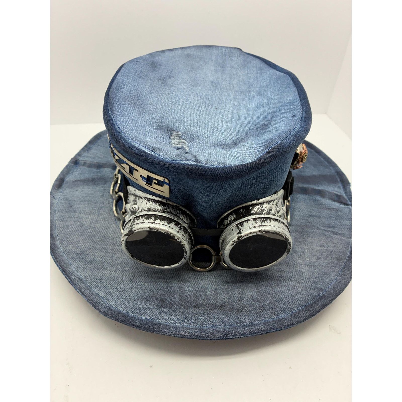 Other Steampunk Denim Hat XL – Goggles Top Hat, Industrial Festive Size ONE SIZE - 13 Thumbnail
