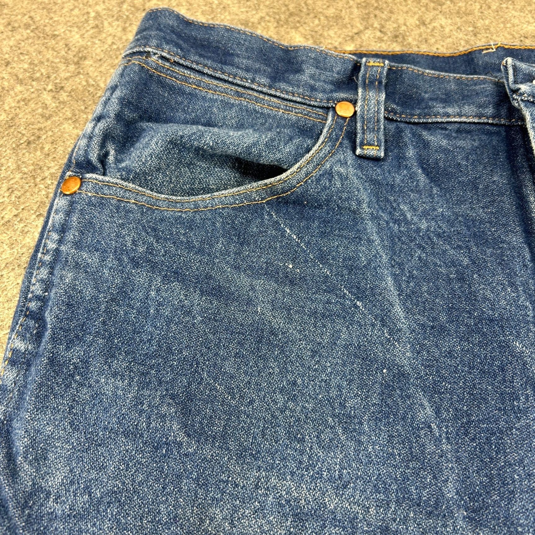 Wrangler VINTAGE Wrangler Jeans Mens 34x33 Blue Cowboy Cut Slim Fit Dark Wash 936DEN Jeans Mens Slim Cotton Denim 5-Pocket Cowboy Cut Size US 34 / EU 50 - 7 Thumbnail