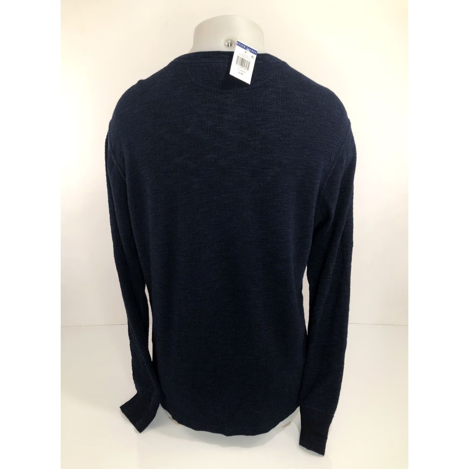 Vintage POLO RALPH LAUREN Military Theme Thermal Henley Sweater Lg Blue Men Size US L / EU 52-54 / 3 - 4 Thumbnail