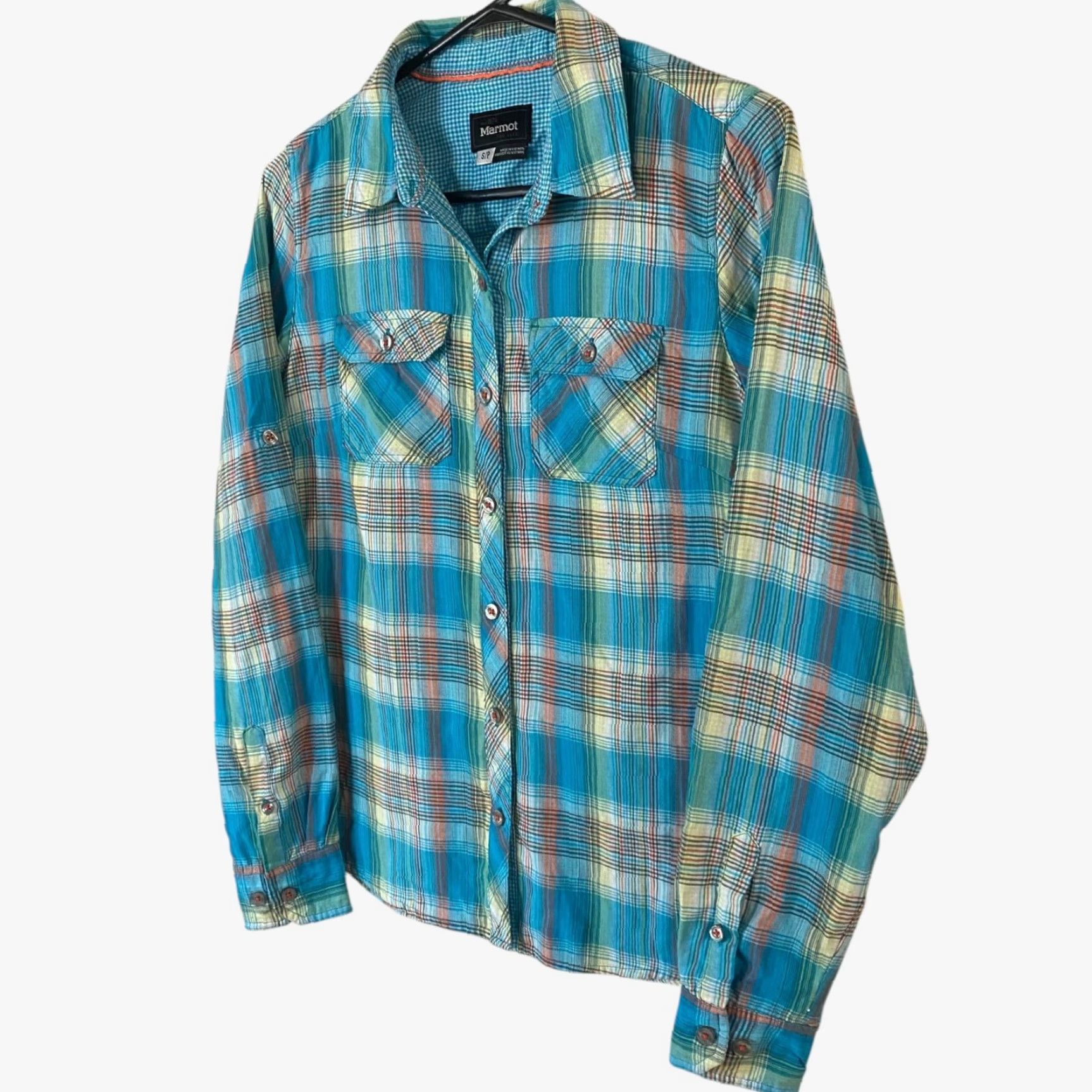 Marmot MARMOT Evelyn Long Sleeve Shirt Women's Petite Small Blue Plaid Hiking Button-Up Size S / US 4 / IT 40 - 2 Thumbnail