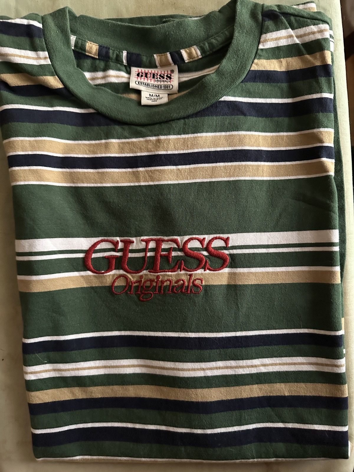 Guess Guess Originals Striped Tee Green Size US M / EU 48-50 / 2 - 1 Thumbnail