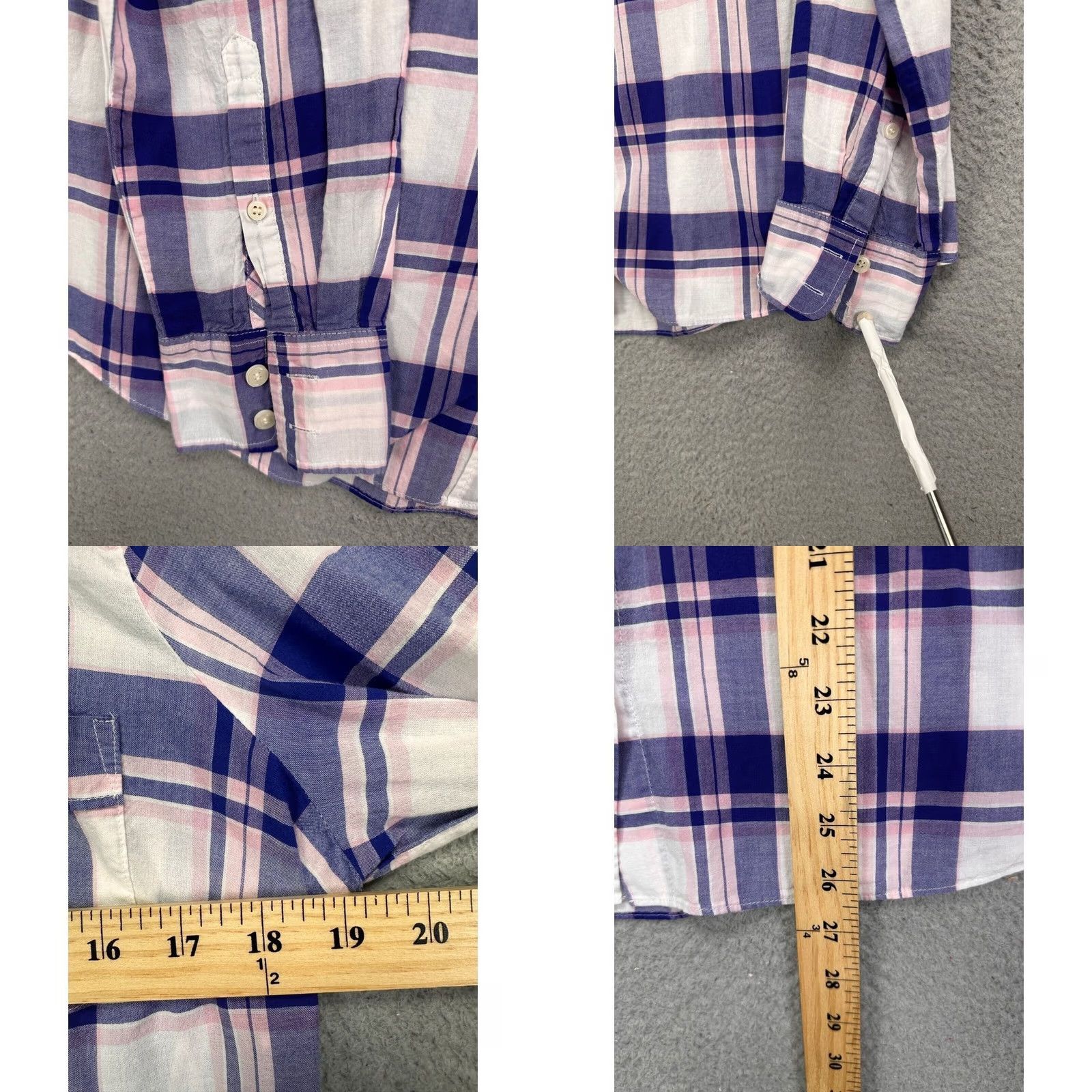 J.Crew J.CREW Button-Up Shirt Womens Medium Purple Plaid Long Sleeve Pockets Ladies Size M / US 6-8 / IT 42-44 - 8 Thumbnail