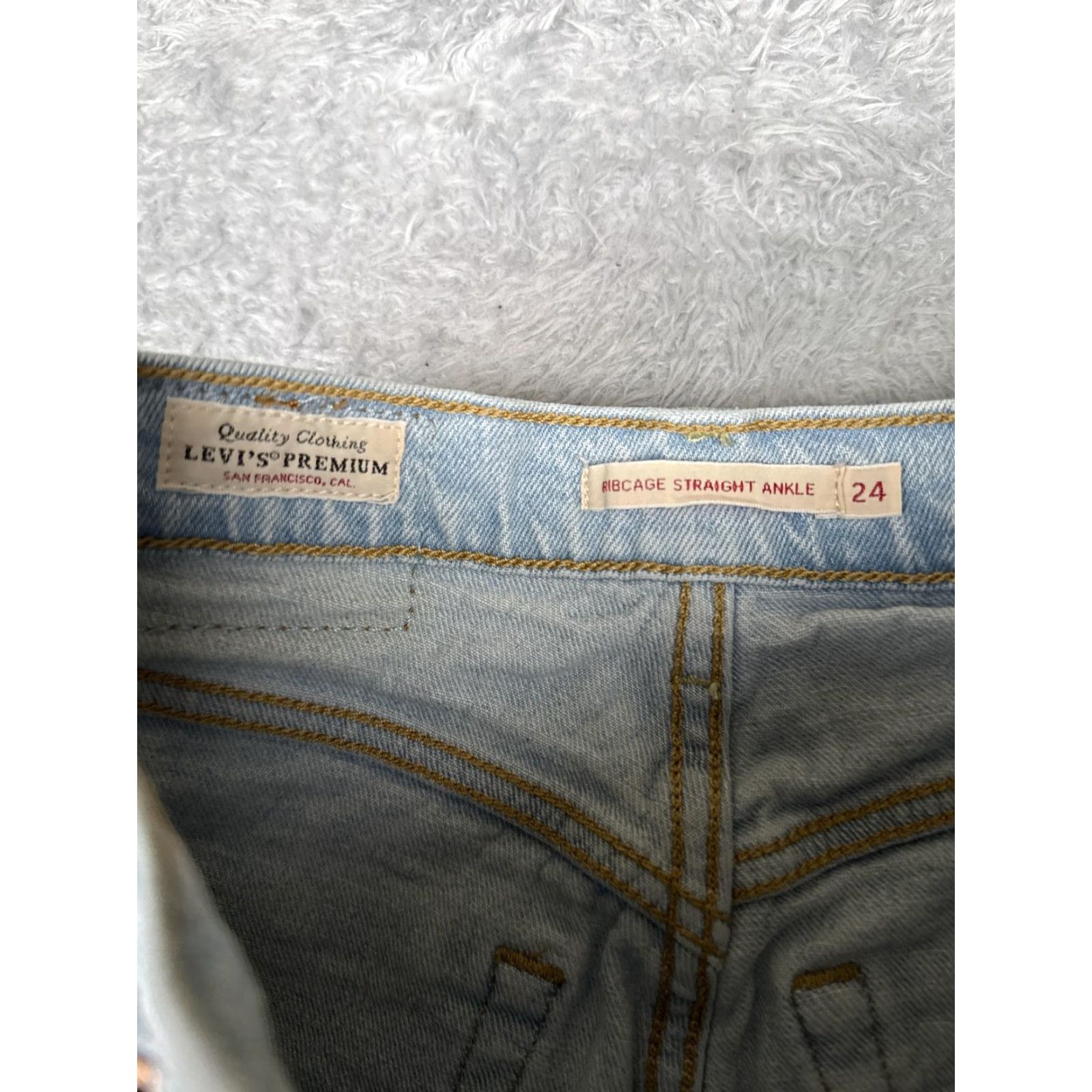 Levi's Levis Jeans Women 24x27 Blue Ribcage Straight Ankle Premium Big E High Rise Size 42" / US 20 - 6 Thumbnail