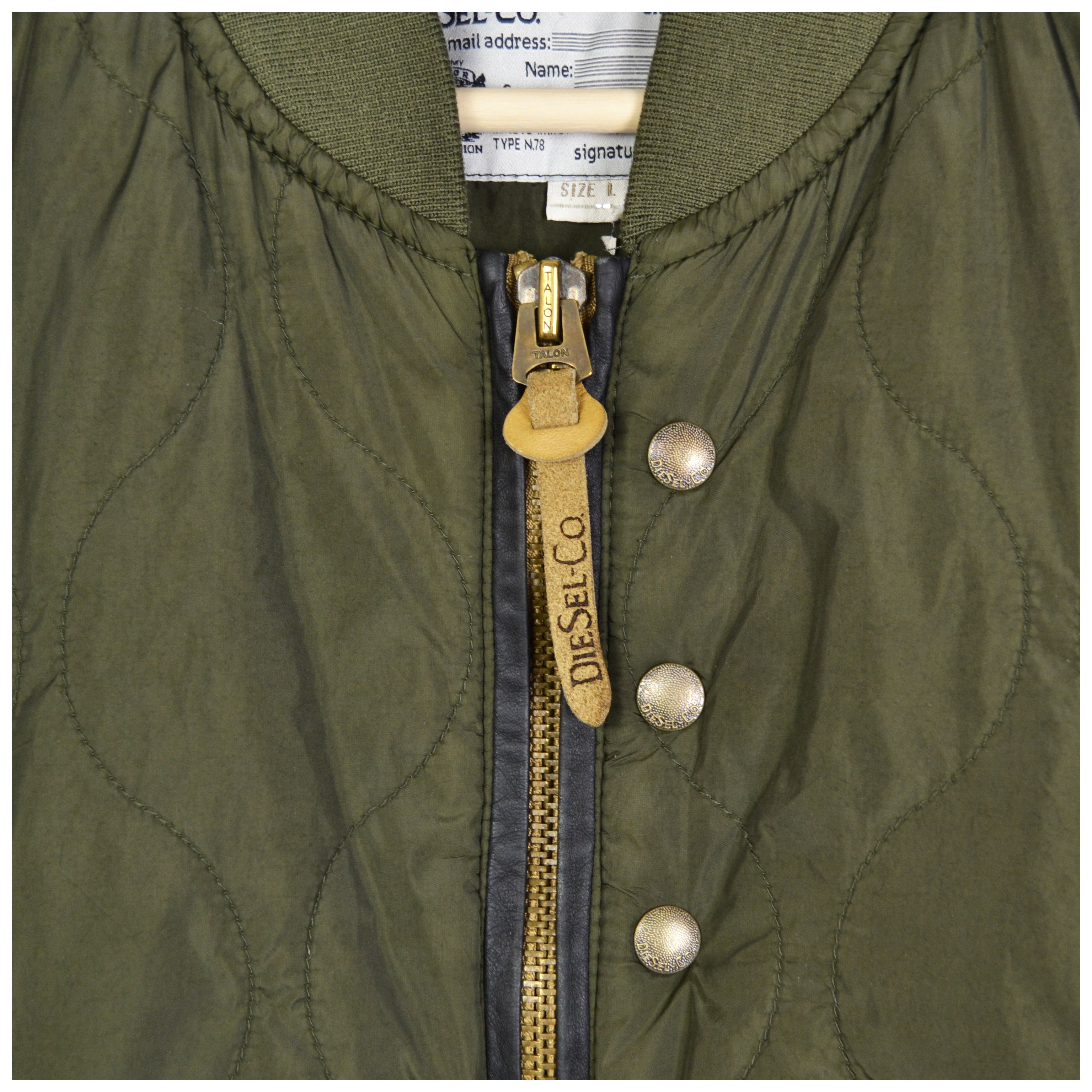Diesel × Vintage Diesel Co Quilted Bomber Jacket Military Khaki Sz M/L Size US L / EU 52-54 / 3 - 5 Thumbnail