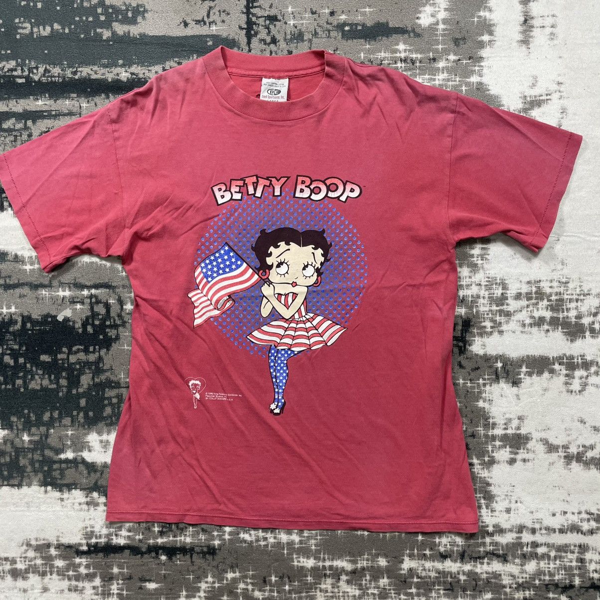 Vintage Vintage 90’s Betty Boop American Flag t-shirt Size US L / EU 52-54 / 3 - 2 Thumbnail