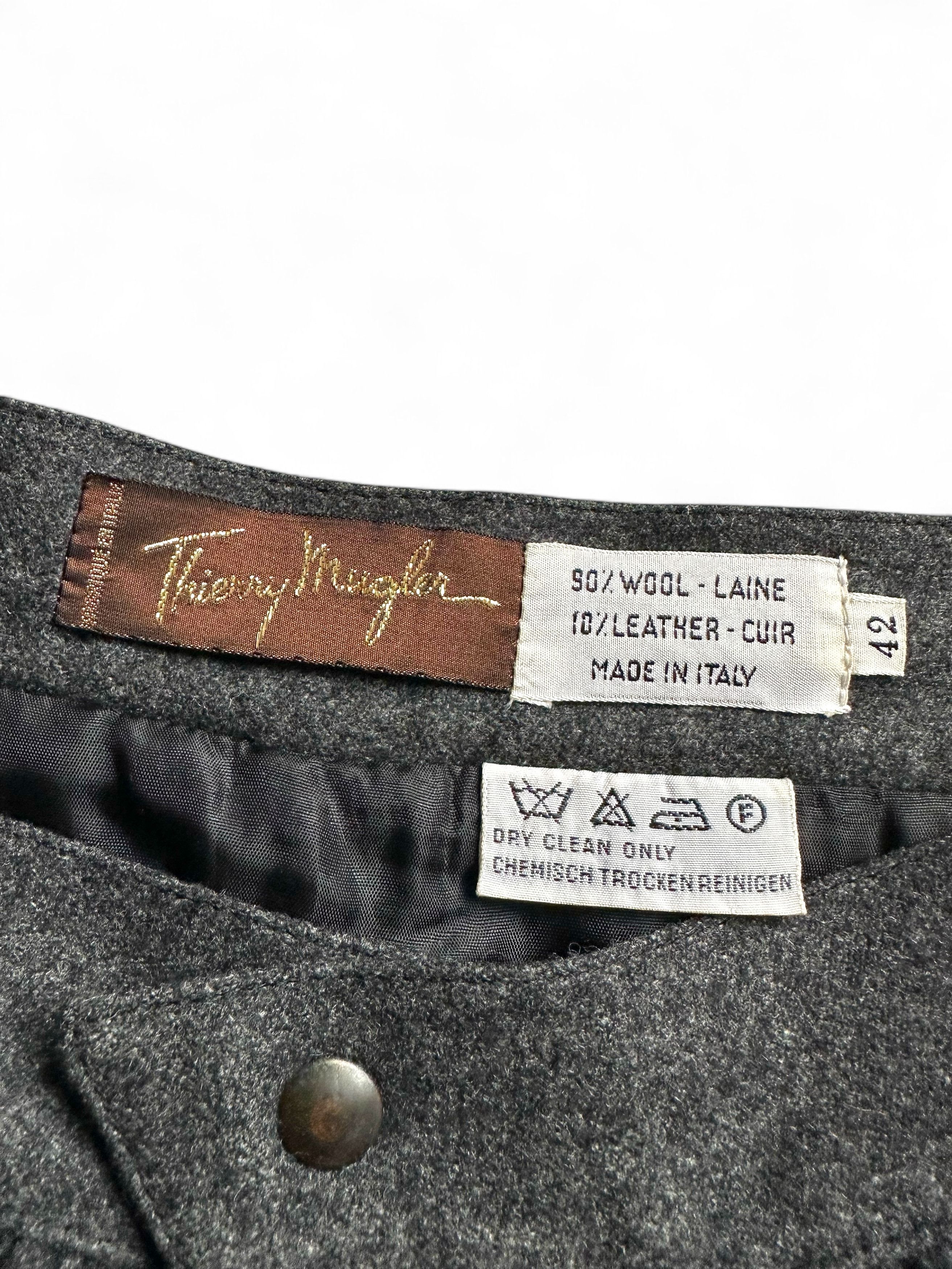 Thierry Mugler Vintage Thierry Mugler Wool & Leather Midi Skirt Size 30" / US 8 / IT 44 - 6 Thumbnail
