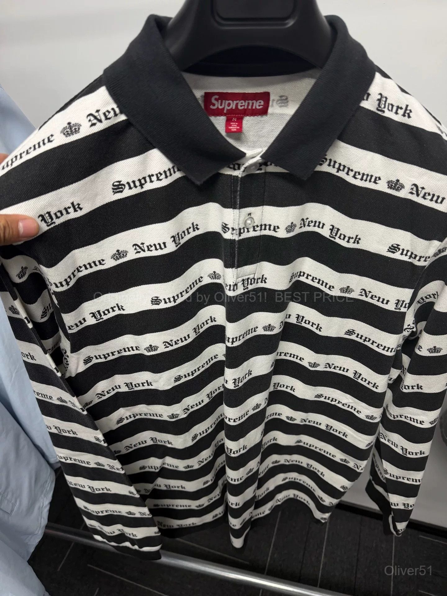 Nike × Supreme Supreme Nike Stripe Rugby Long Sleeve Shirt Black