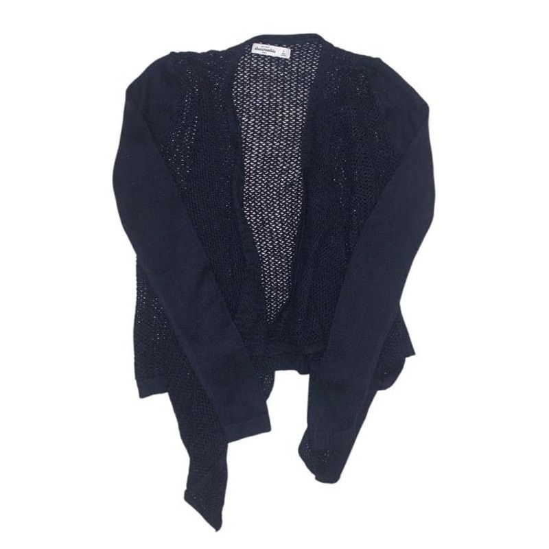Abercrombie & Fitch VINTAGE Y2K Abercrombie Blue Knit Woven Cardigan Sweater LG Size L / US 10 / IT 46 - 3 Thumbnail
