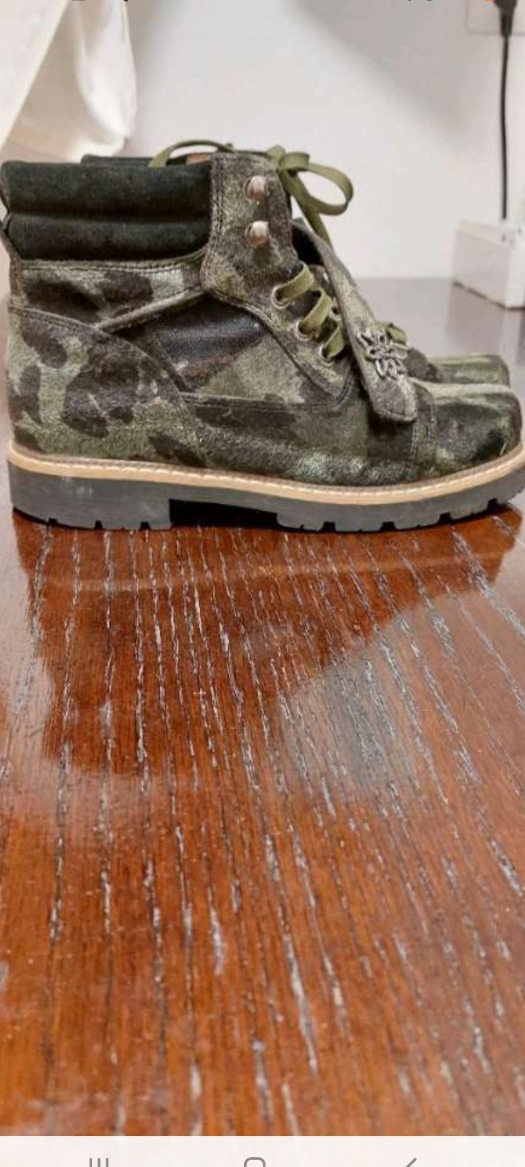 Vintage VTG Camo Green Fur Italian Alpine Boots EU 37 Size US 6.5 / IT 36.5 - 2 Thumbnail