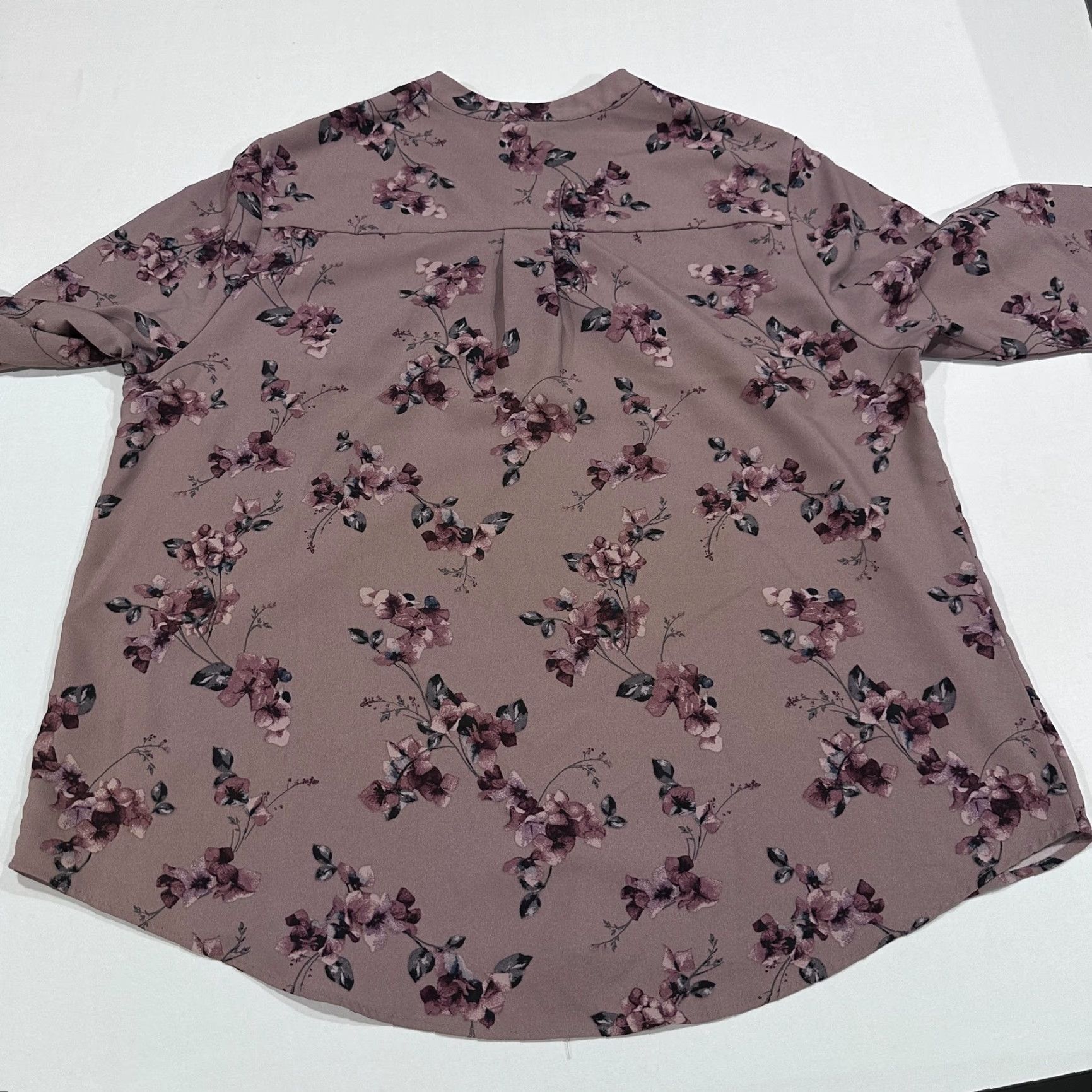 Vintage Hilary Radley Blouse Womens 2XL Purple Mauve Floral Tunic Long Sleeve V-Neck Shirt Casual Sleeve Office Size XXL / US 16-18 / IT 52-54 - 6 Thumbnail