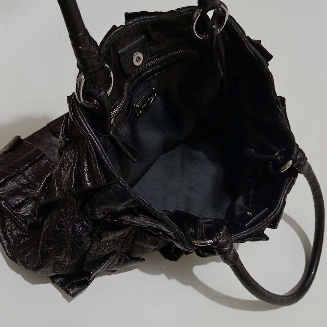 Miu Miu Miu Miu Black Leather Vitello Lux Pleated Tote Bag Size ONE SIZE - 4 Thumbnail