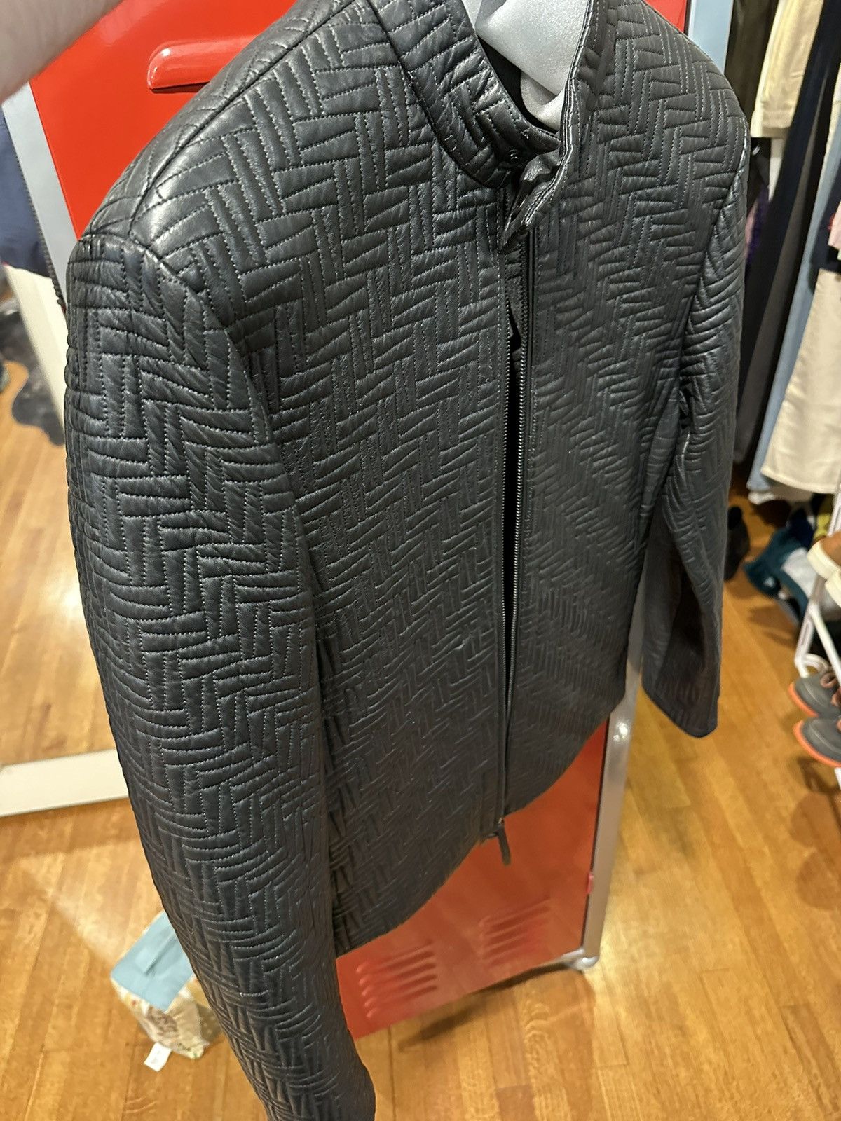 Emporio Armani Black lamb leather geometric jacket Size US M / EU 48-50 / 2 - 4 Thumbnail