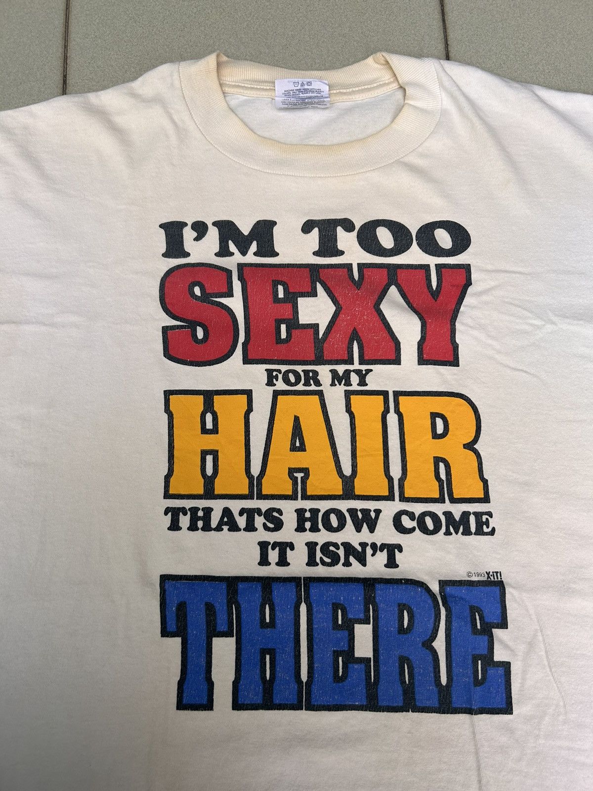Wording bald head pun 1993 vintage tee