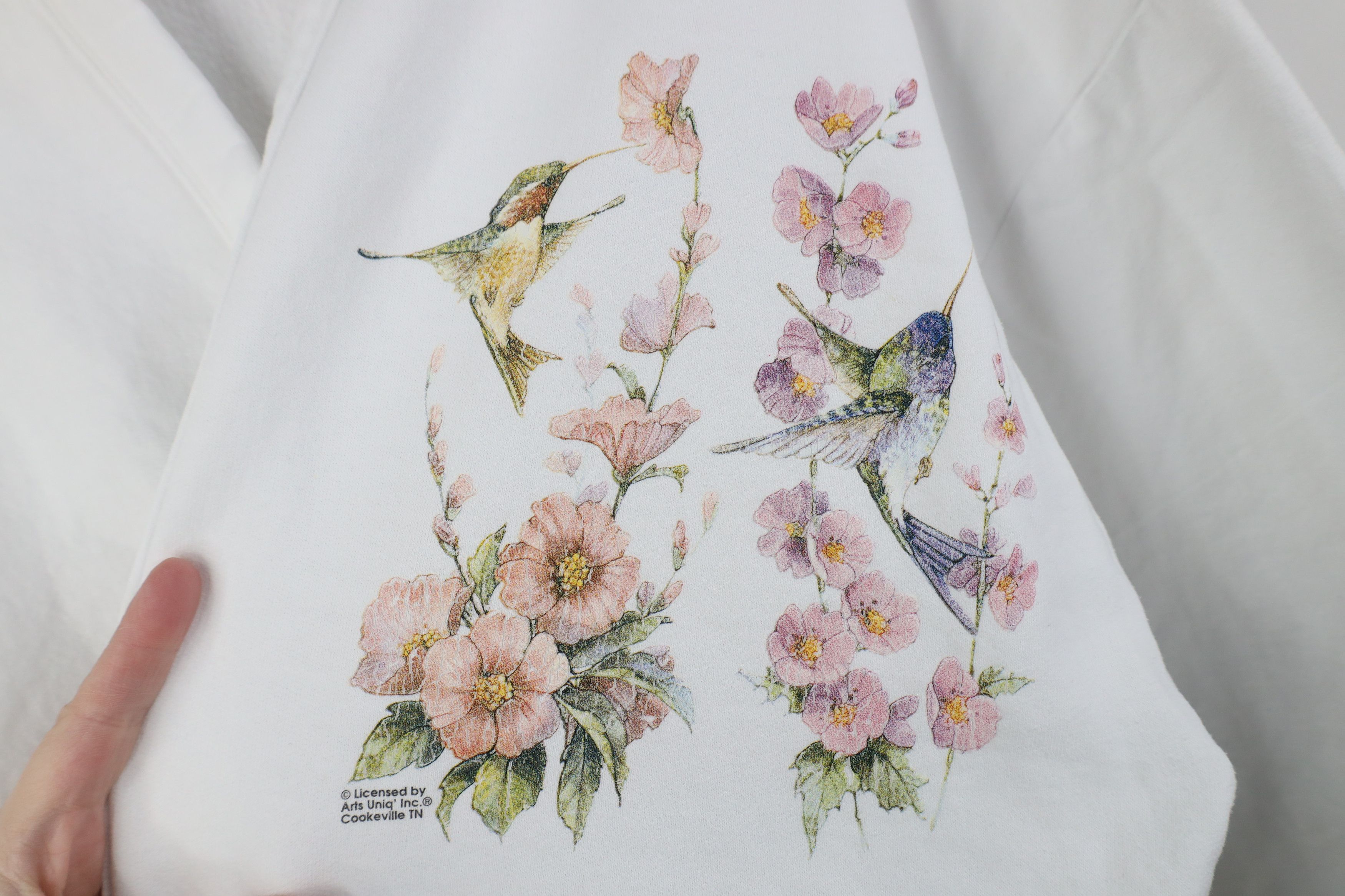 Vintage Vintage 90s Streetwear Hummingbird Cardigan Sweatshirt White Size XXL / US 16-18 / IT 52-54 - 4 Thumbnail