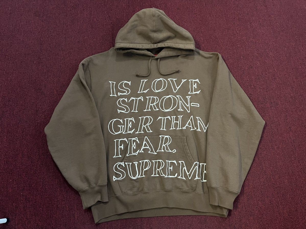 image of Supreme ‘Stronger Than Fear’ Hoodie Brown, Men's (Size 2XL)