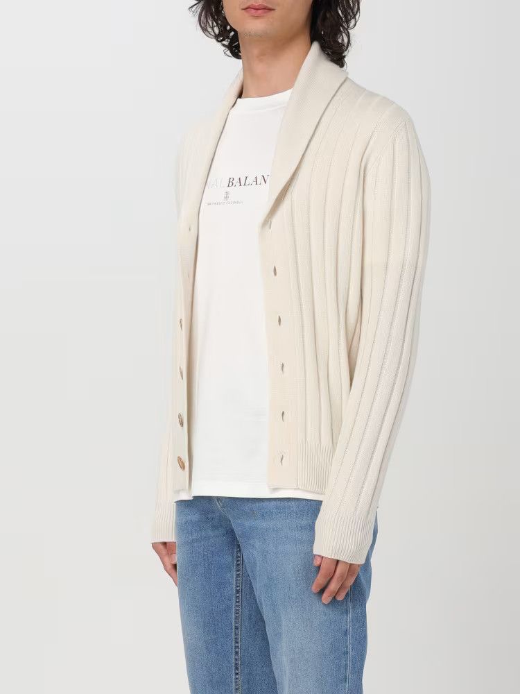 Brunello Cucinelli o1w1db10326 Ribbed Cardigan in Beige Size US XXL / EU 58 / 5 - 4 Thumbnail